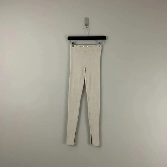 Aritzia Babaton Distill Rib Knit Leggings in Cream Size XXS - Picture 1 of 7